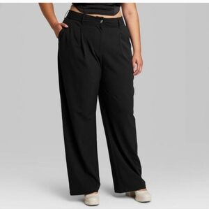 Women's High-Rise Wide Leg Trousers Wild Fable Black 17: Relaxed Fit, Midweight